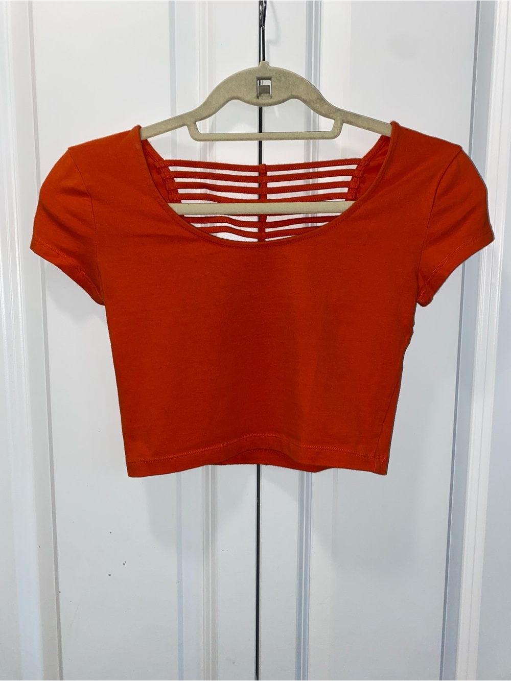 Charlotte Russe Bright Orange Strappy-Back Crop Top